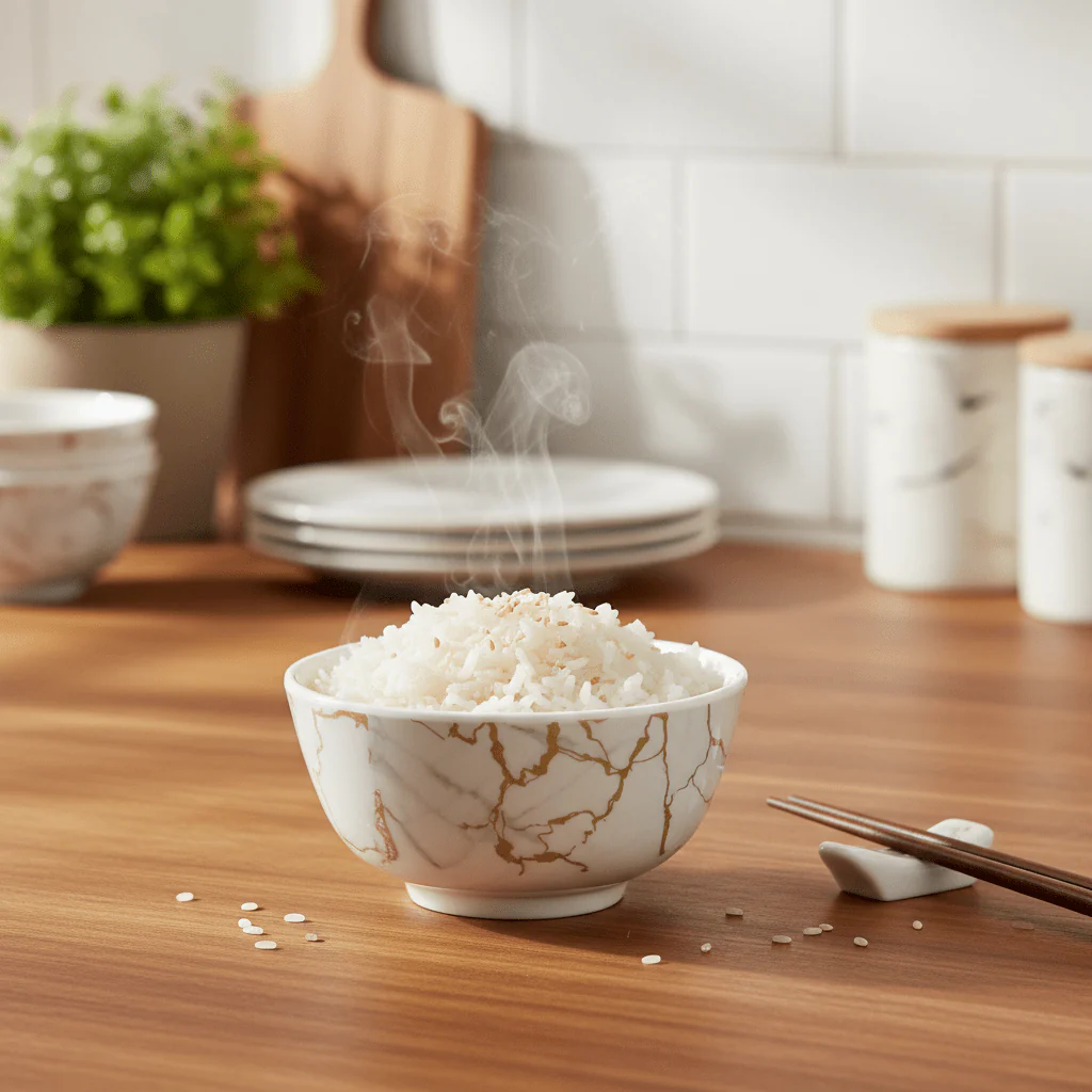Kitchen Mark Round White Melamine Rice Bowl with Golden Shade Design, Small Serving Bowl for Individual Portions – 3.5 Inch - Image 2