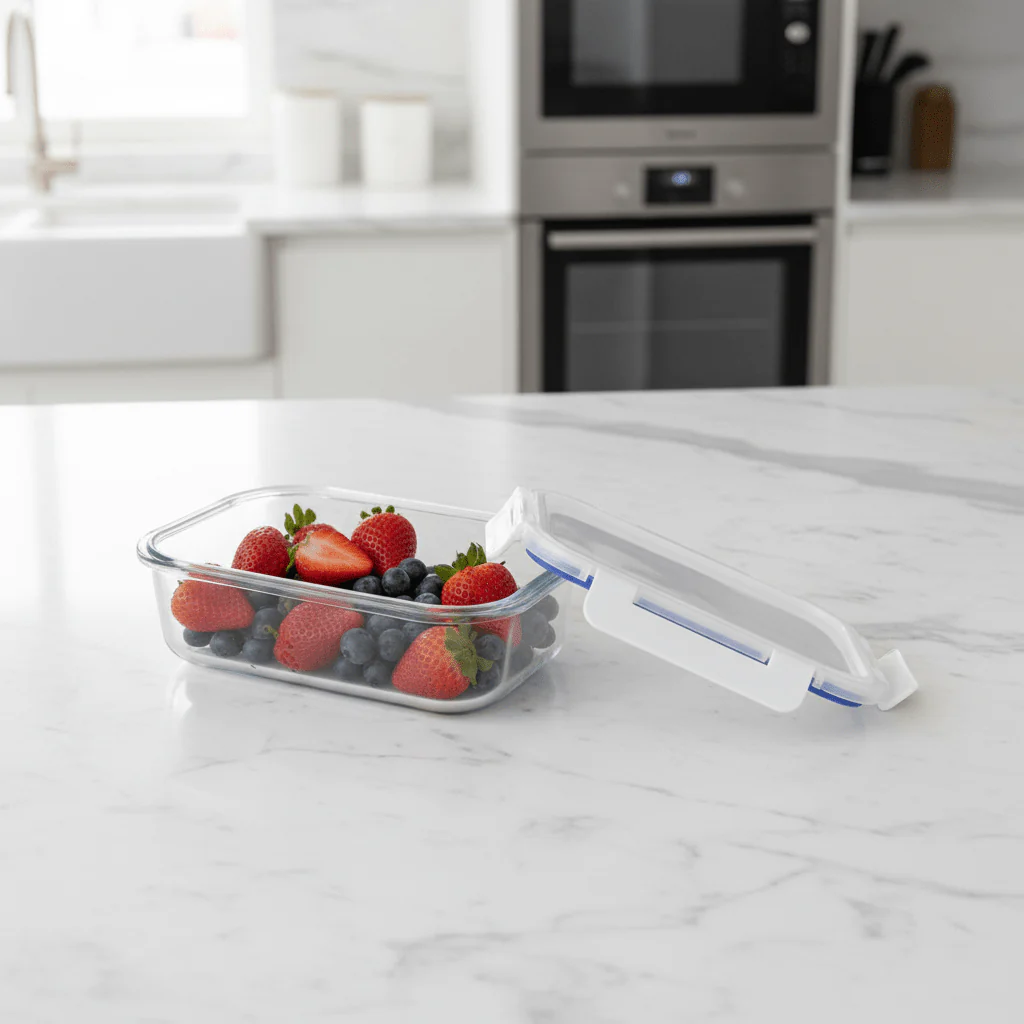 Kitchenmark Rectangular Glass Food Storage Container with Airtight Lid – Compact and Practical – 640 ml - Image 3