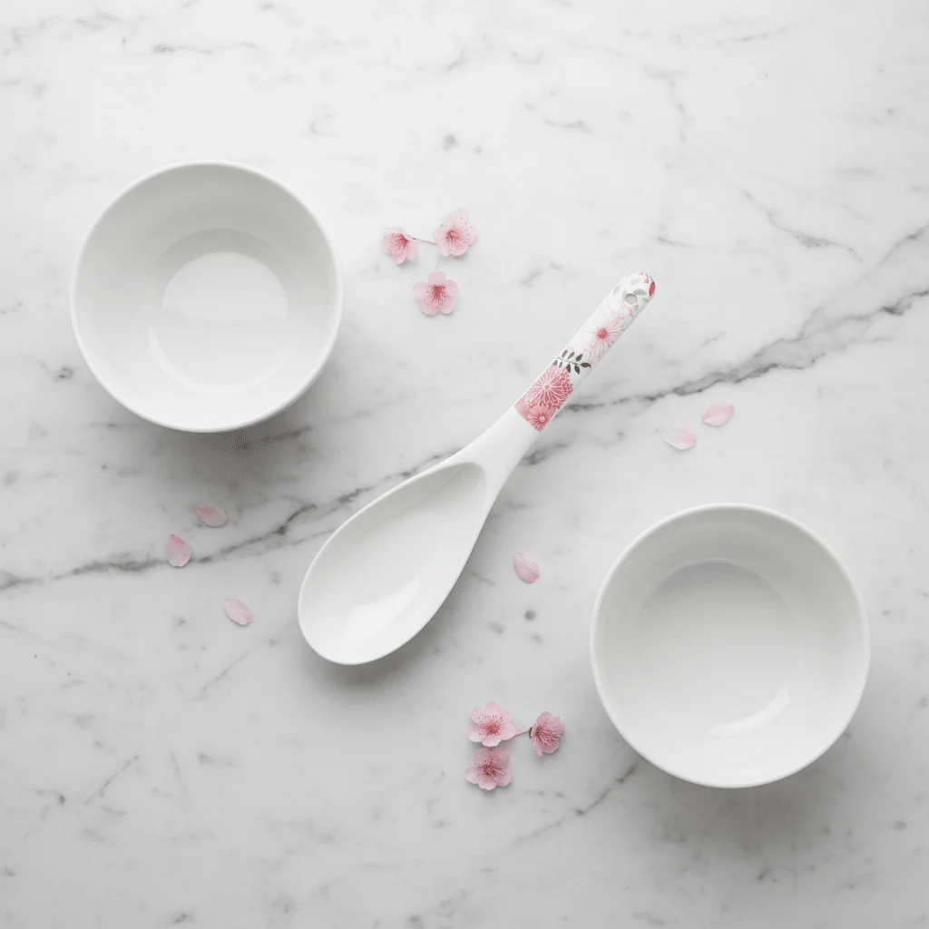 Kitchenmark White Melamine Serving Spoon with Pink Floral Design — 21cm - Image 3