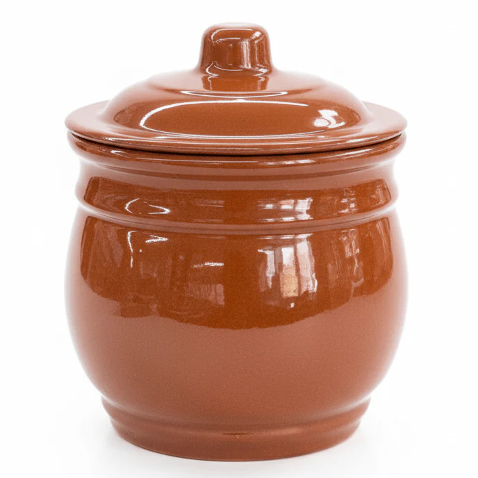 La Dehesa Brown Clay Storage Jar with Lid Rustic Kitchen Container | Made in Spain |230ml