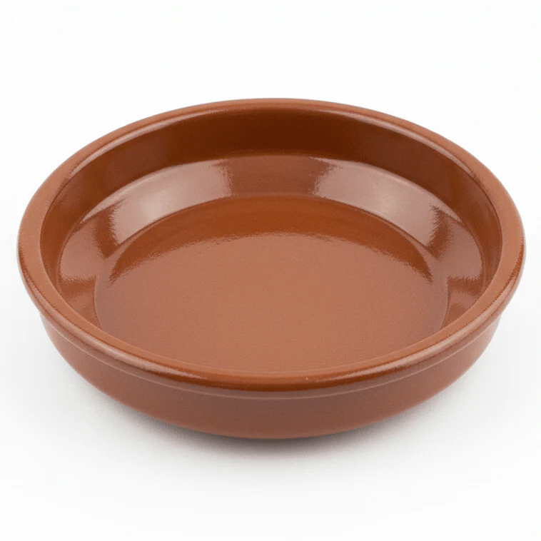 La Dehesa Small Brown Clay Round Deep Plate Traditional Serving Dish | made in spain | 14cm