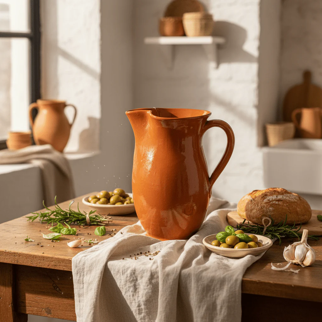 La Dehesa Traditional Brown Clay Water Jug Classic Handmade Pitcher Made in Spain -1L - Image 2
