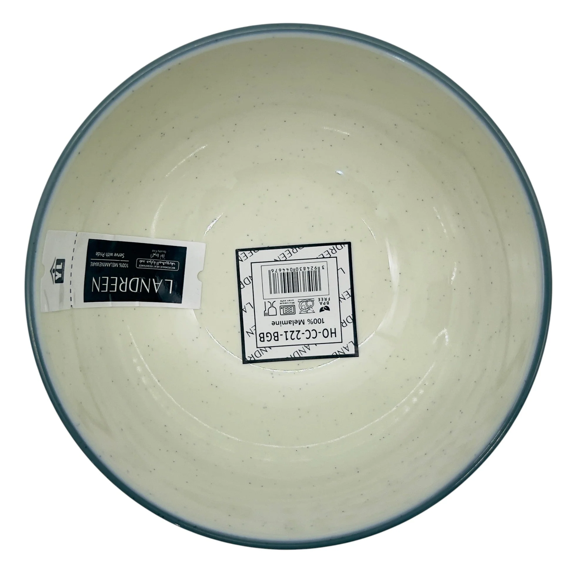 LANDREEN Melamine Rice Bowl – 7" Green and White Dining Bowl - Image 2