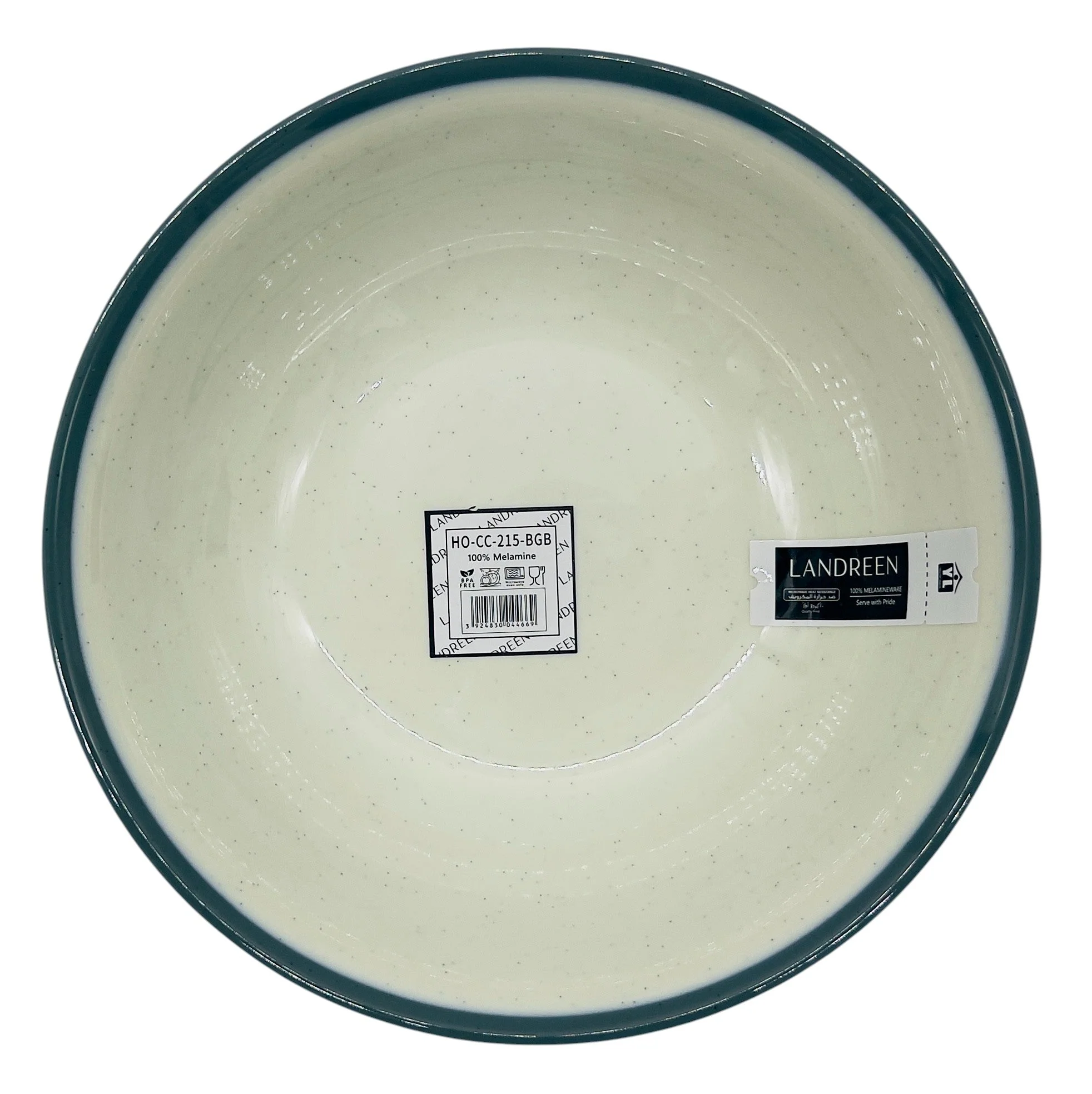 LANDREEN Melamine Soup Bowl – 8" Green and White Tableware - Image 2