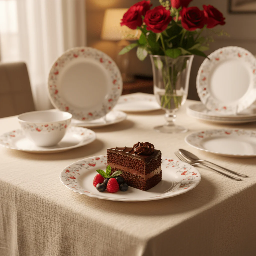 Larah Fluted White Opalware Side Plate with Red Floral Design – 7.5 Inch - Image 3