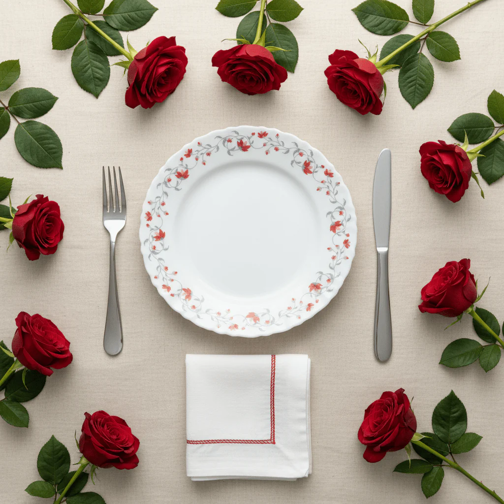 Larah Fluted White Opalware Side Plate with Red Floral Design – 7.5 Inch - Image 4
