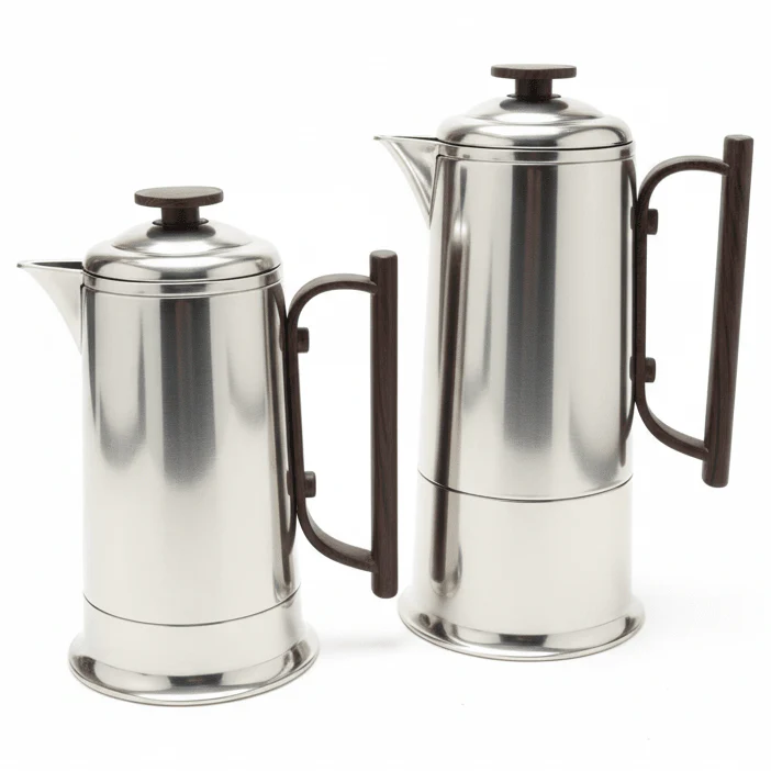 Lavin Modern 2-Piece Vacuum Flask Set (0.6L & 1L) – Matte Silver with Wood Accent Design