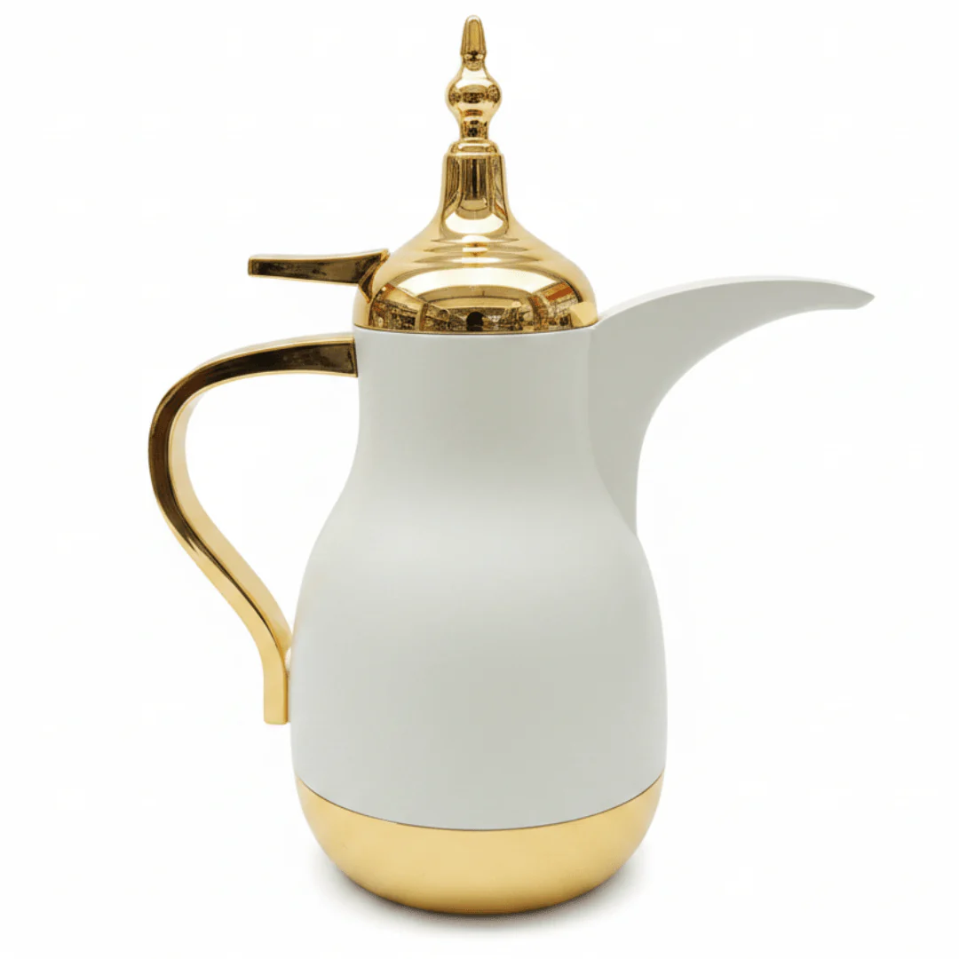 Lavin Vacuum Flask 0.7L – Off White & Gold | Dallah Arabic Coffee Pot