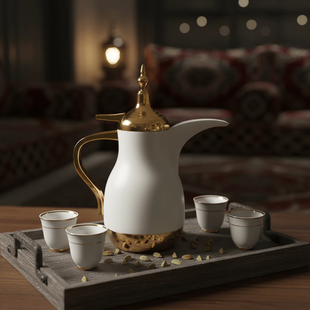 Lavin Vacuum Flask 0.7L – Off White & Gold | Dallah Arabic Coffee Pot - Image 3