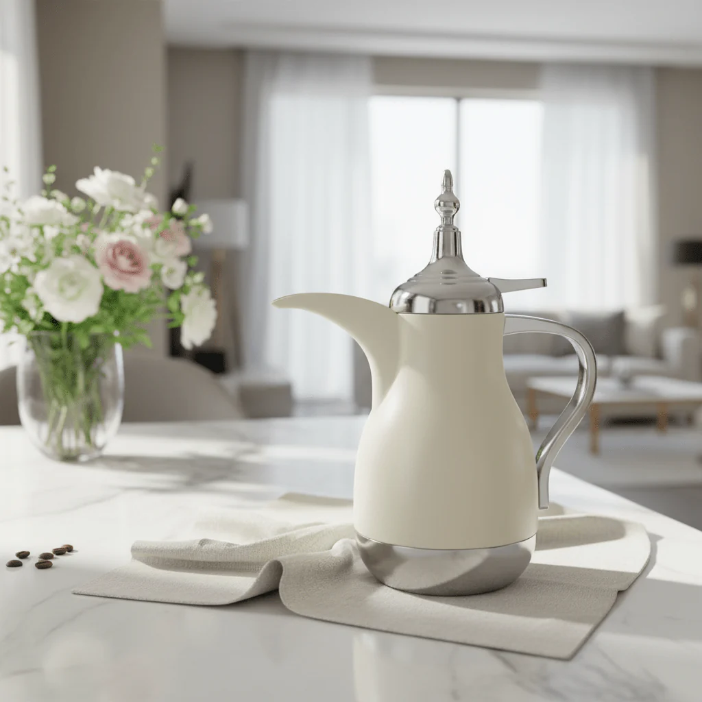 Lavin Vacuum Flask 0.7L – Off White / Silver - Image 4