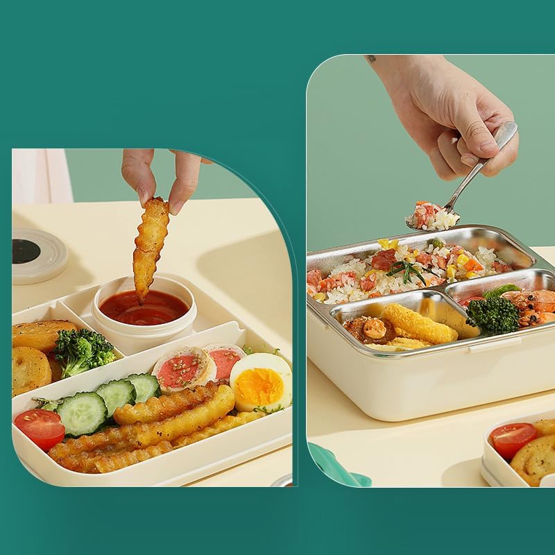 LAX SON Super Dino Individual Seal Lunch Box 1120ml + 70ml, Green - Image 3