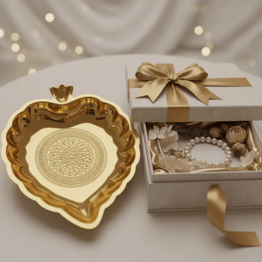 Golden Leaf Snack Tray – 18×13cm | Decorative Metal Serving Dish - Image 2