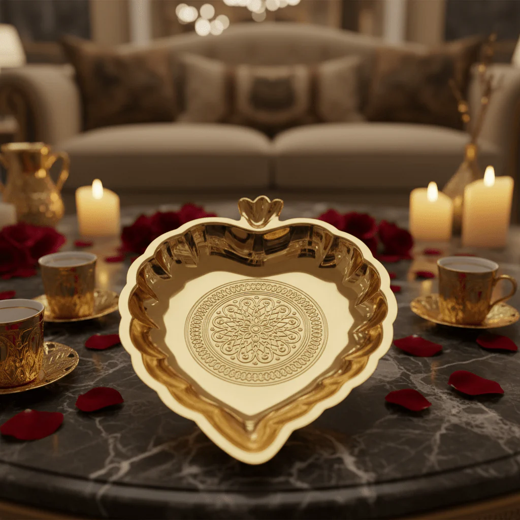 Golden Leaf Snack Tray – 18×13cm | Decorative Metal Serving Dish - Image 3