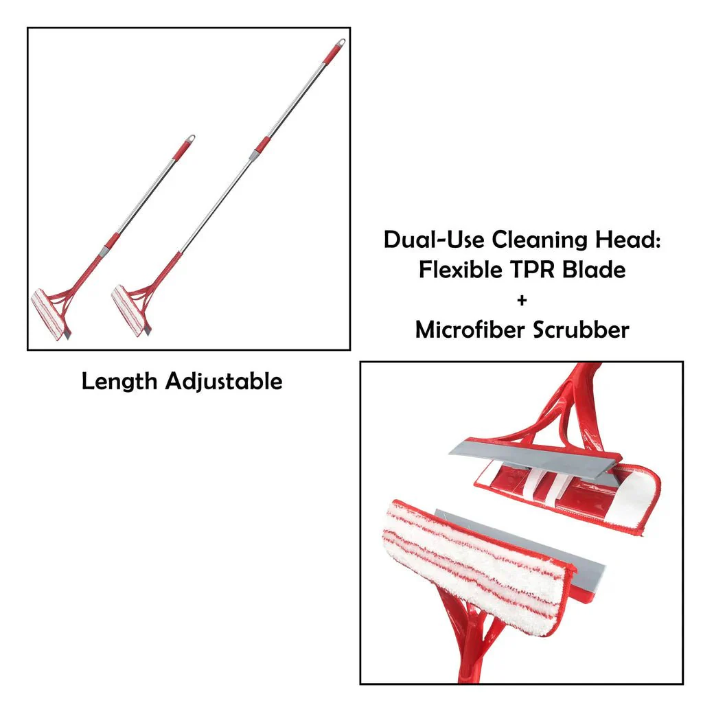 Liao Extendable Window Squeegee Cleaner with Metal Handle 26–100cm Red - Image 5