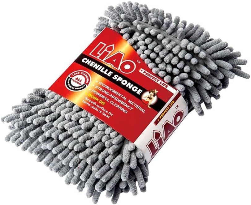 Liao Microfiber Chenille Sponge Car Washing Multipurpose Use Scratch & Lint Free Kitchen Clothes Sink Cleaning Home Improvement Household Cleaners Handheld Sponges