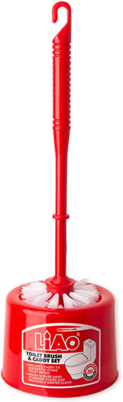 Liao Toilet Brush- D130034, Bristle Deep Cleaning Toilet Bowl Brushes for Toilet Bathroom Cleaning Brushes with Freestanding Round Tumbler Home Improvement Tools & Accessories-Red