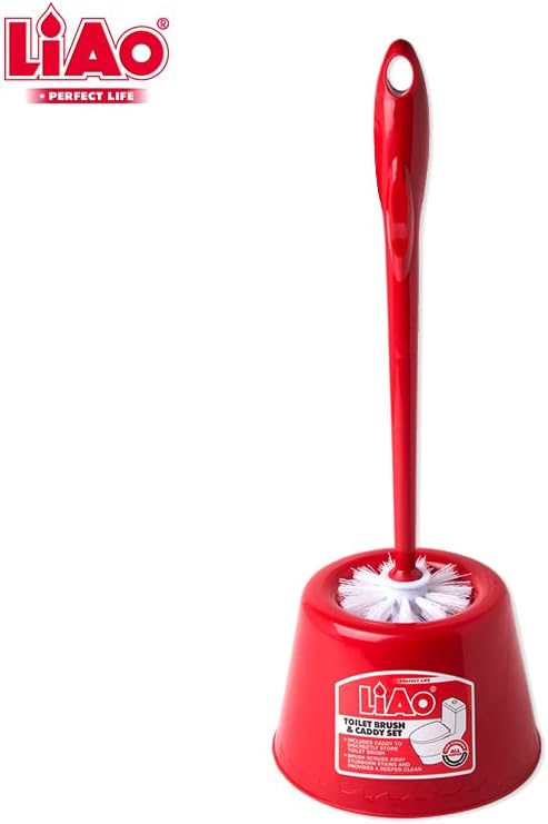 Liao Toilet Brush- D130034, Bristle Deep Cleaning Toilet Bowl Brushes for Toilet Bathroom Cleaning Brushes with Freestanding Round Tumbler Home Improvement Tools & Accessories-Red - Image 3