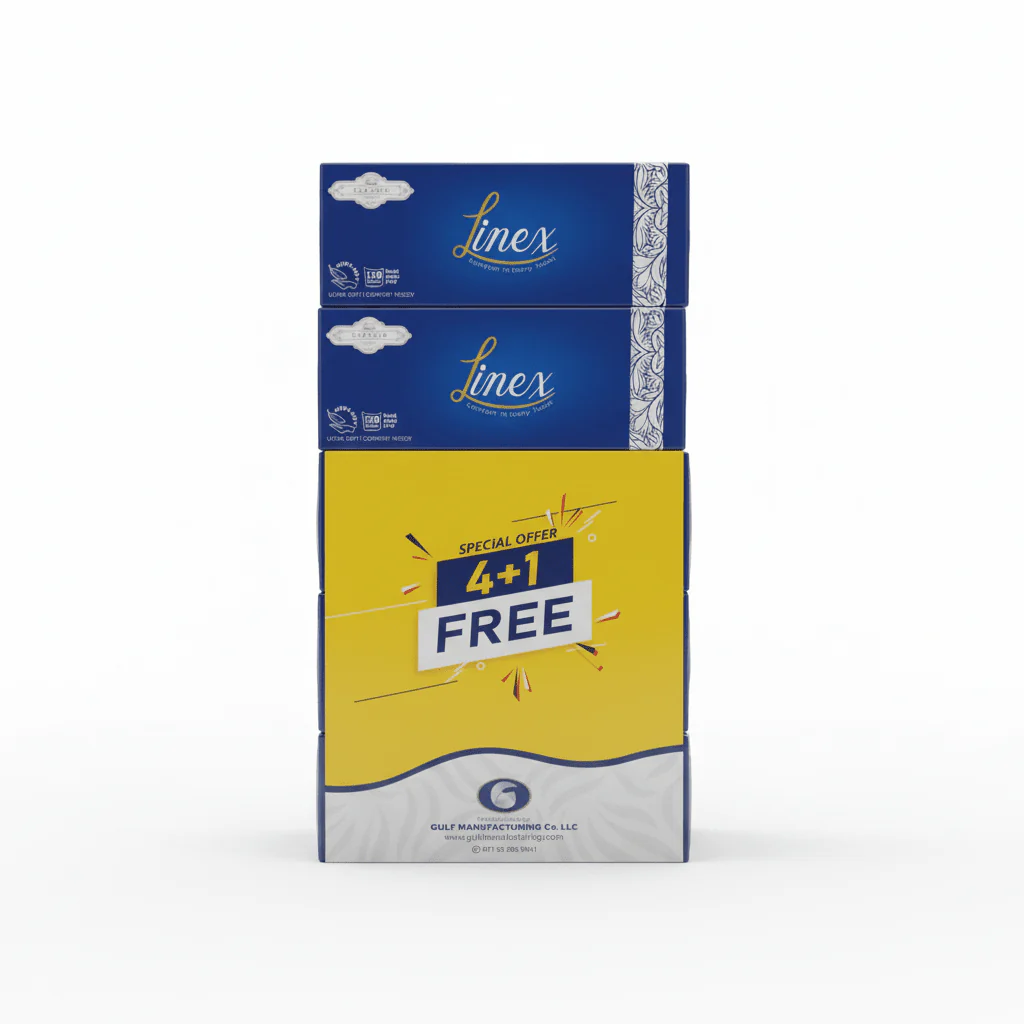 Linex Everyday Facial Tissue Box – 130 Sheets, 2 Ply, Pack of 5