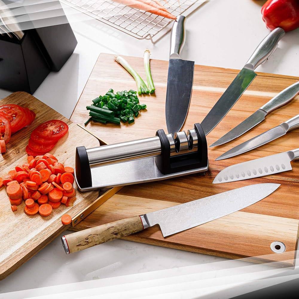 LMYH Stainless Steel Kitchen Knife Sharpener 206mm*65mm*64mm, Black - Image 3