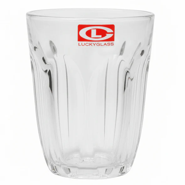 Lucky Glass Lotus Design Premium Glass Tumbler – 195 ml Elegant Floral Pattern Drinking Glass for Water, Juice & Beverages