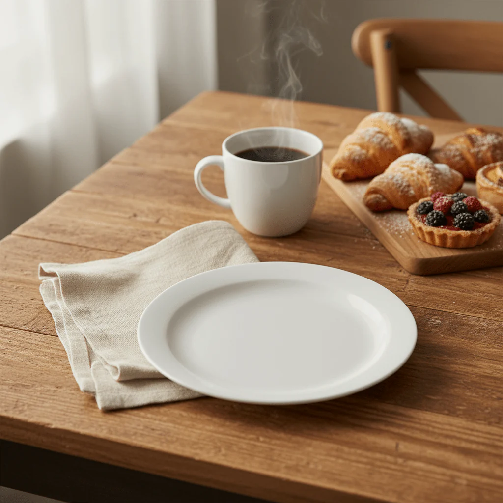 Luhpar Compact White Round Porcelain Plate 6.25 Inch – Side Plate for Desserts, Snacks & Appetizers - Image 2