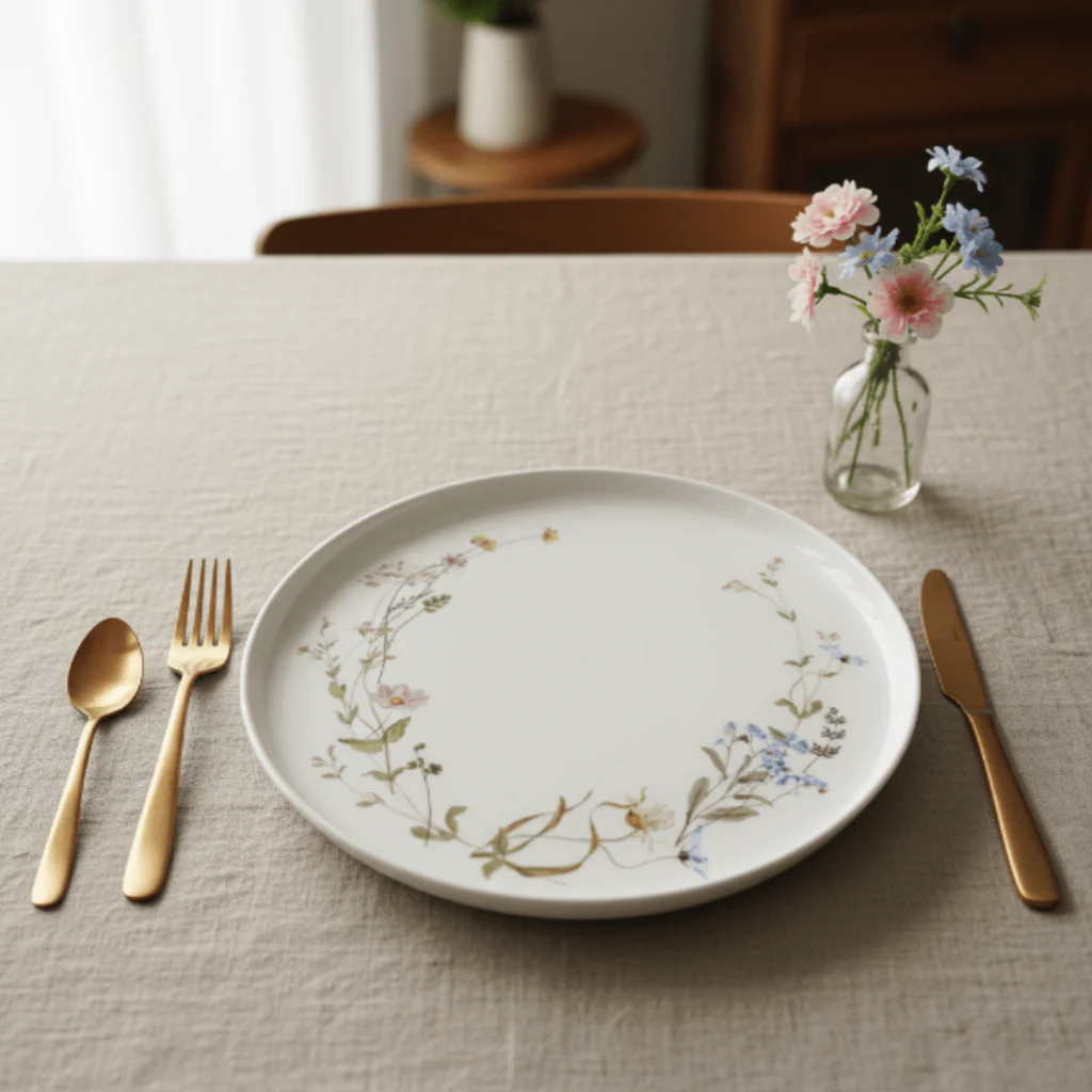 Luhpar Floral Ceramic Dinner Plate – 10 Inch, White Premium Dining Plate - Image 2