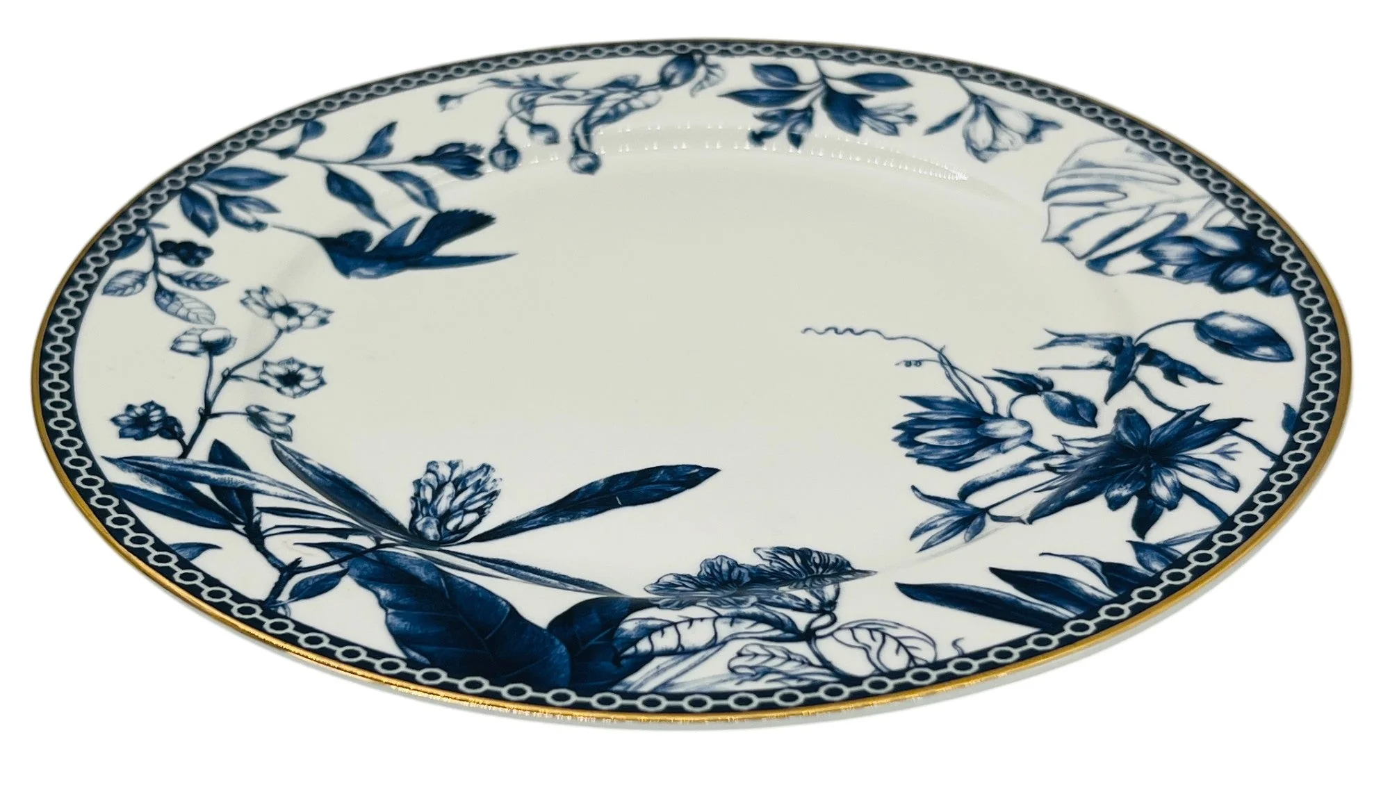 Luhpar Porcelain Dessert Plate 8", Blue Floral Design with Gold Rim - Image 2