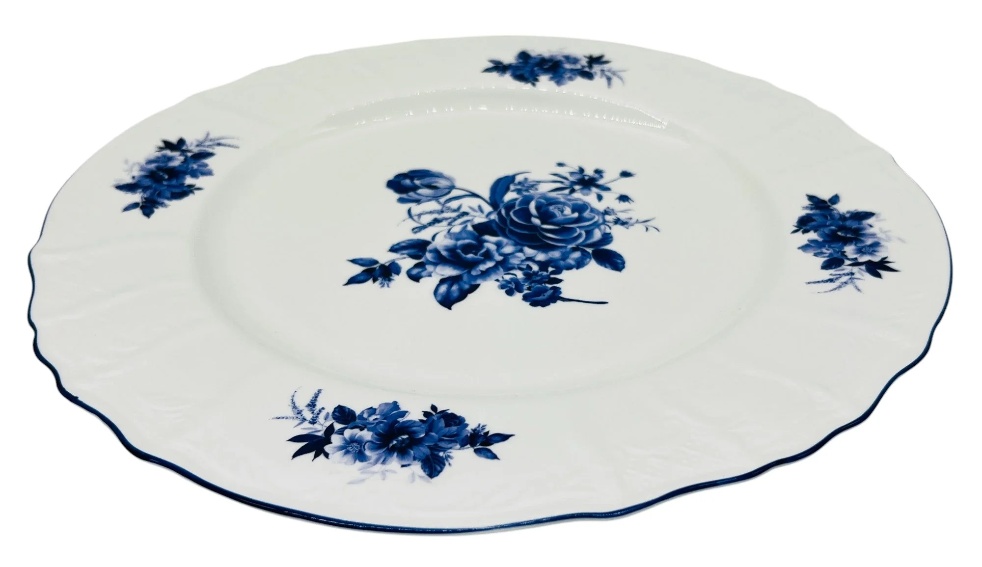 Luhpar Porcelain Dinner Plate 12", Blue Floral Design with Blue Rim - Image 2