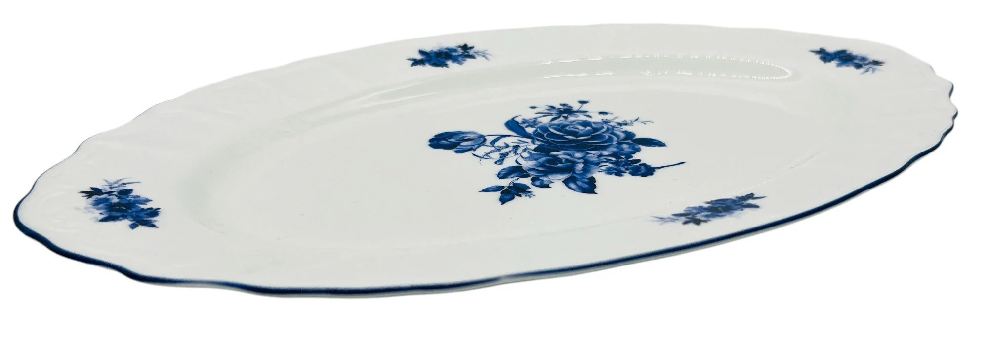 Luhpar Porcelain Oval Plate 12"*7.6", Blue Floral Design with Blue Rim - Image 2