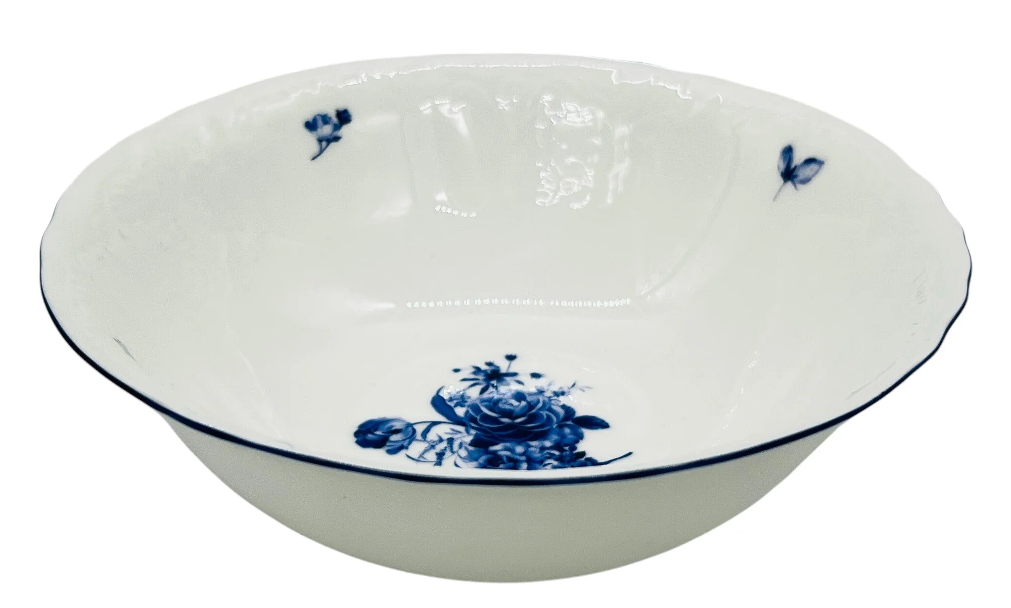 Luhpar Porcelain Salad Bowl 18cm, Blue Floral Design with Blue Rim