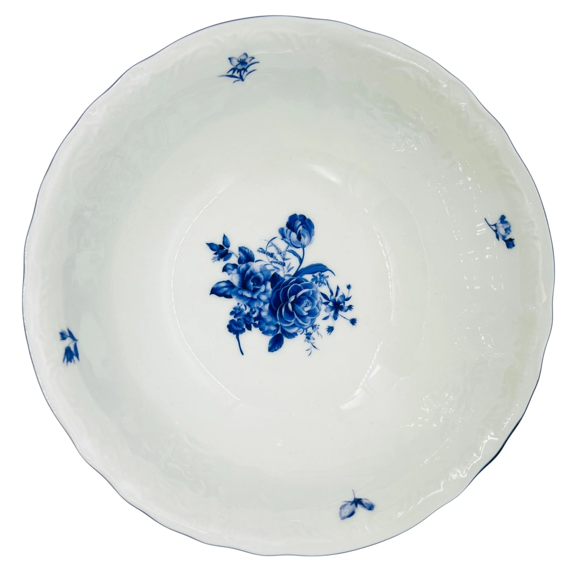 Luhpar Porcelain Salad Bowl 18cm, Blue Floral Design with Blue Rim - Image 2