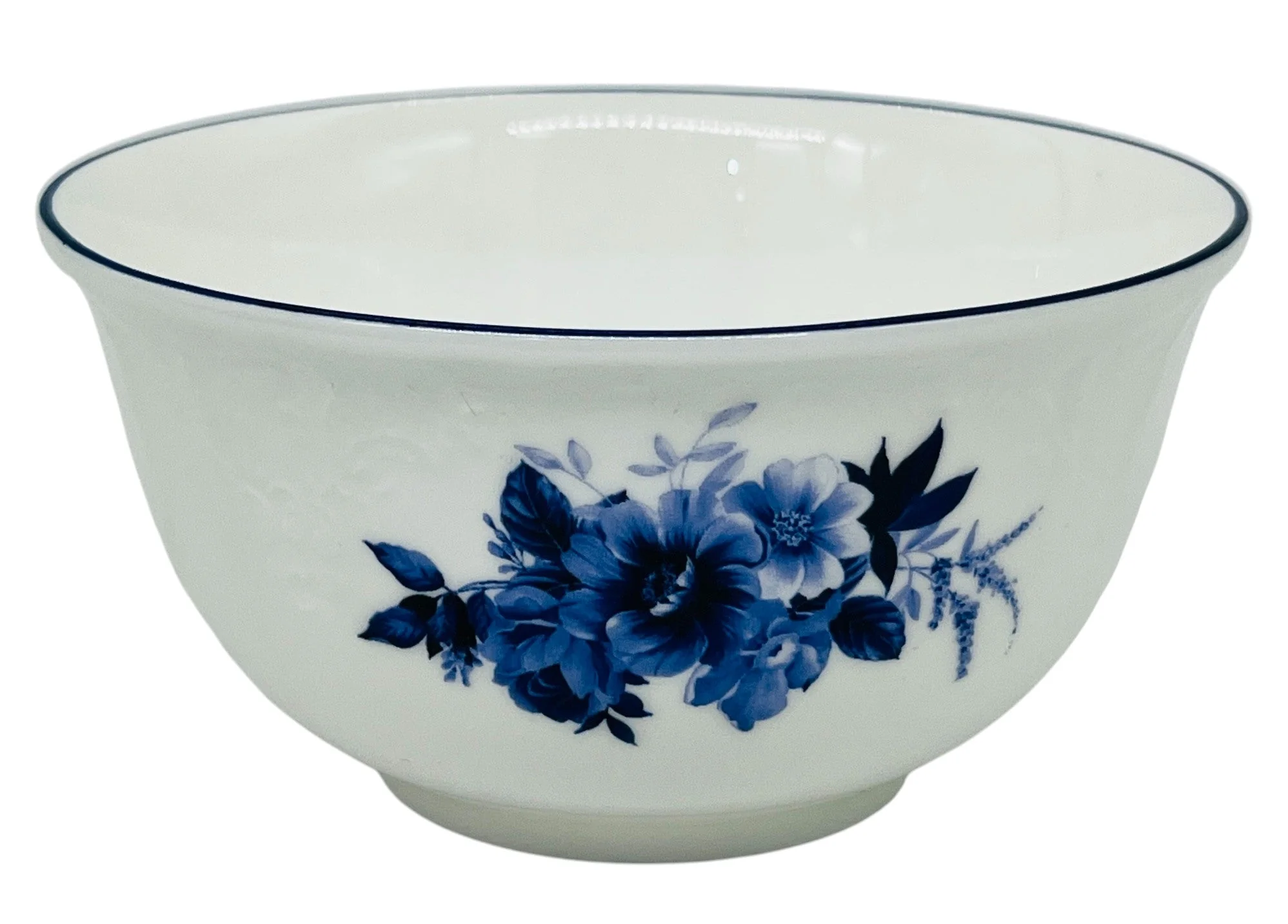 Luhpar Porcelain Salad Bowl 4.5", Blue Floral Design with Blue Rim