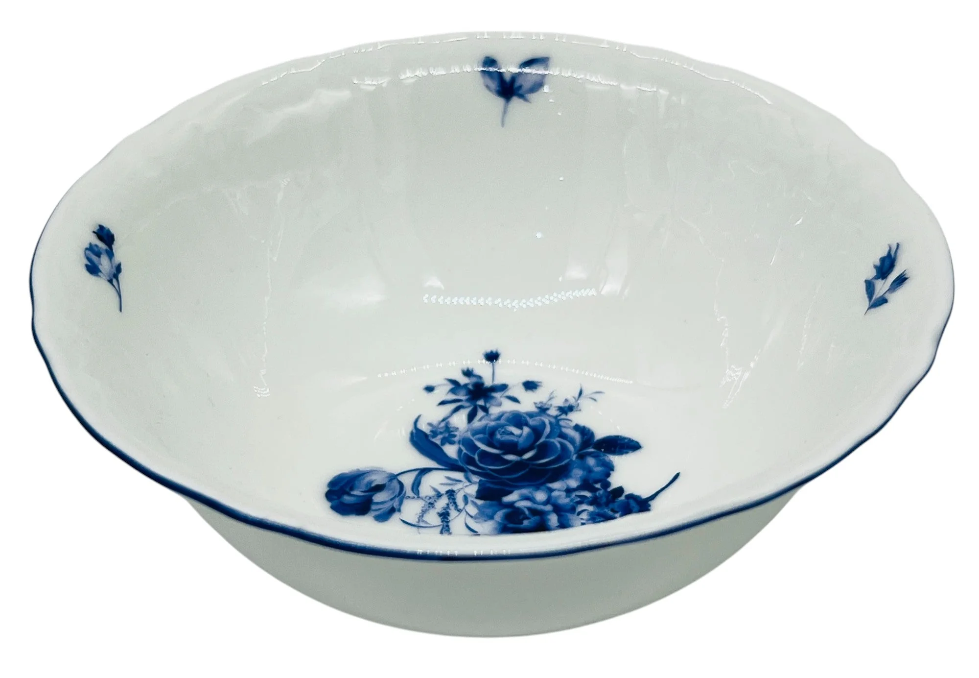 Luhpar Porcelain Salad Bowl 5.5", Blue Floral Design with Blue Rim