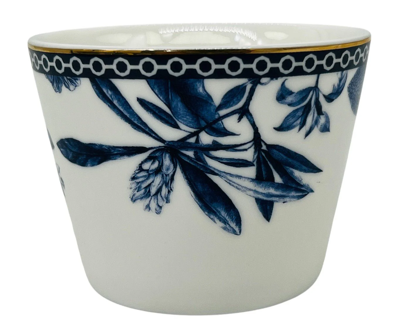 Luhpar Porcelain Tumbler 8cm*6cm, Blue Floral Design with Gold Rim