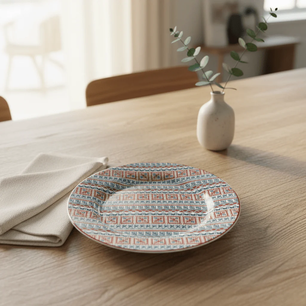 Luhpar Premium 7.5-Inch Ceramic Side Plate – White with Red & Blue Classic Pattern - Image 2