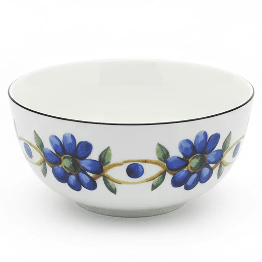 Luhpar White Ceramic Bowl with Delicate Blue Floral Design – 5.5 Inch Soup & Cereal Bowl