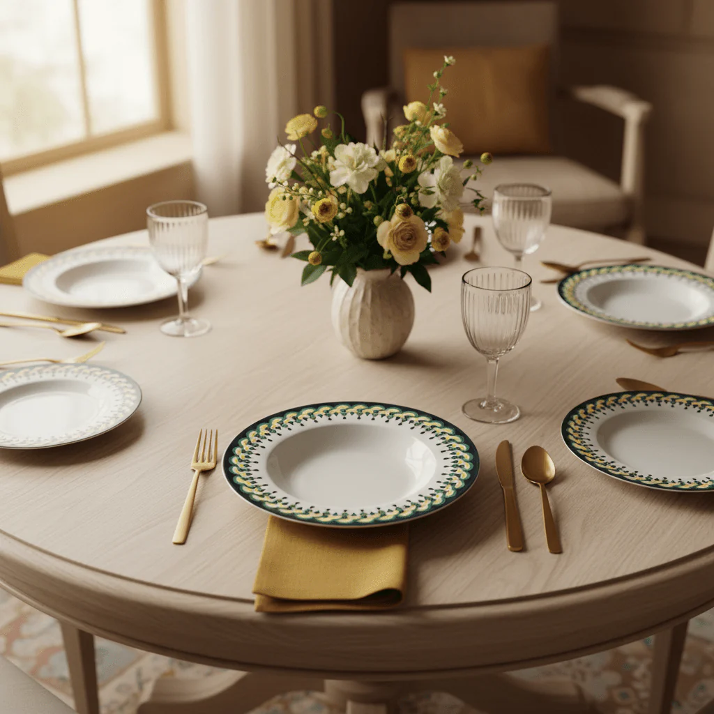 Luhpar White Ceramic Deep Plate 8.5 Inch with Peacock Design - Image 2
