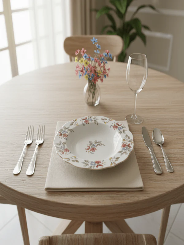 Luhpar White Ceramic Deep Plate 9 Inch with Floral Printed Design - Image 2