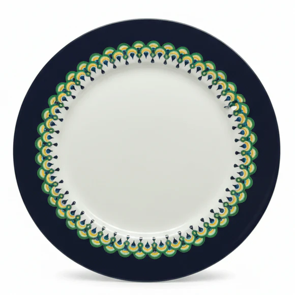 Luhpar White Ceramic Dinner Plate 10.5 Inch with Peacock Design