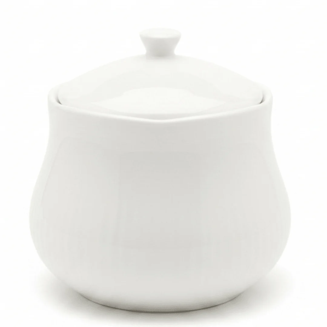 Luhpar White Ceramic Sugar Bowl with Lid – 9cm