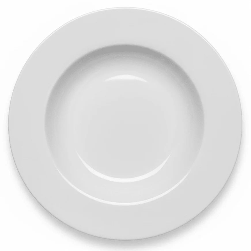Luhpar White Round Ceramic Deep Plate for Pasta, Salads, and Curries 9.25 inch