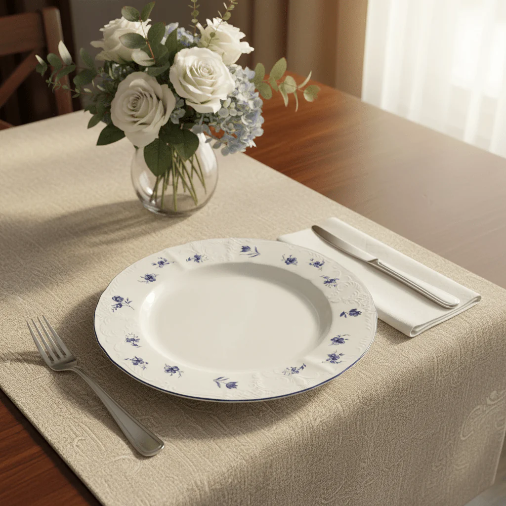 Luhpar White Round Ceramic Dinner Plate with Blue Floral Design for Everyday Dining 10.5 inch - Image 2