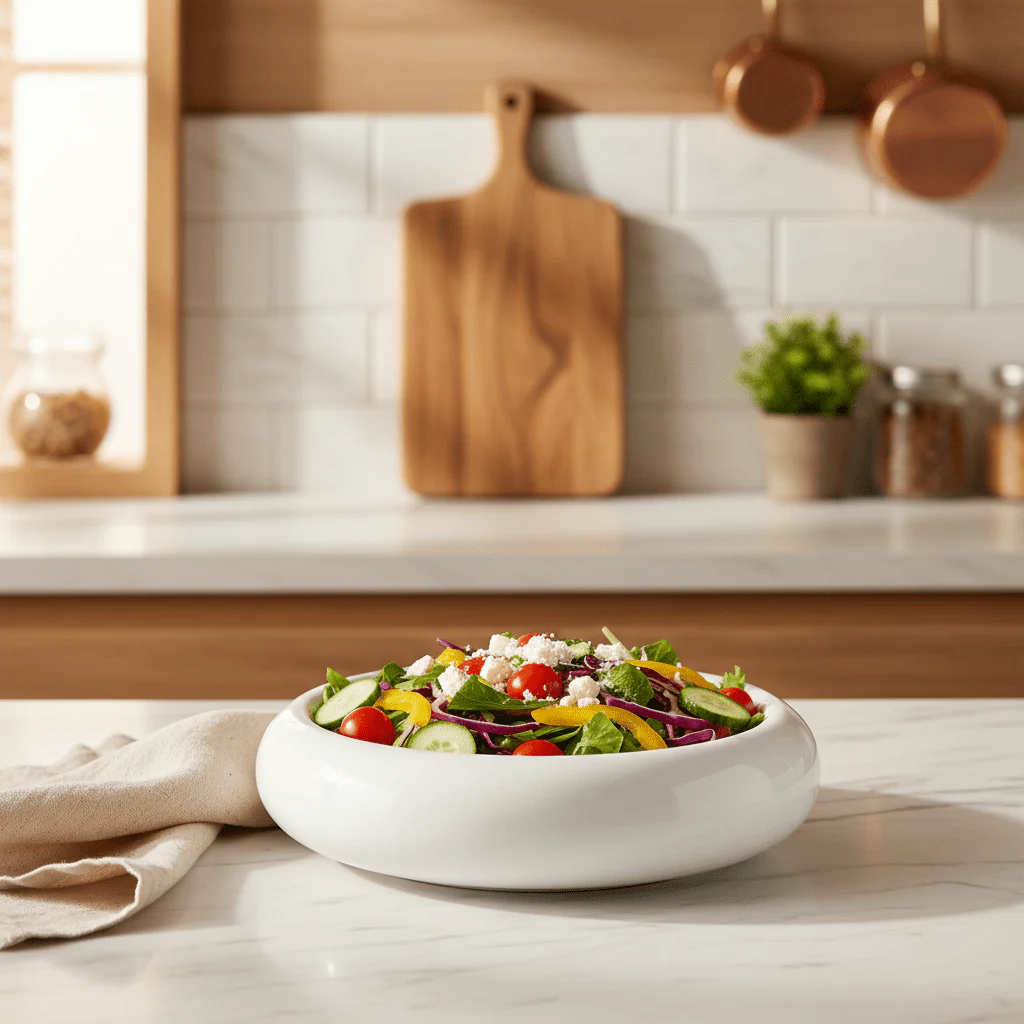 Luhpar White Round Ceramic Nesting Bowl for Kitchen Prep 7.25 inch - Image 2