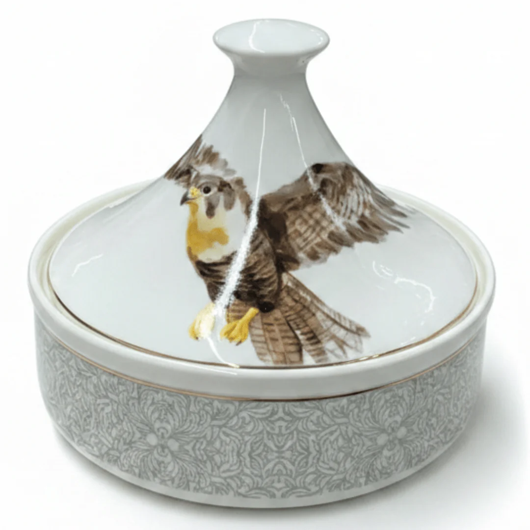 Luhpar Artisan Ceramic Sugar Pot Serving Dish with Bird Design and Lid for Home and Hospitality Use – 15×15 cm