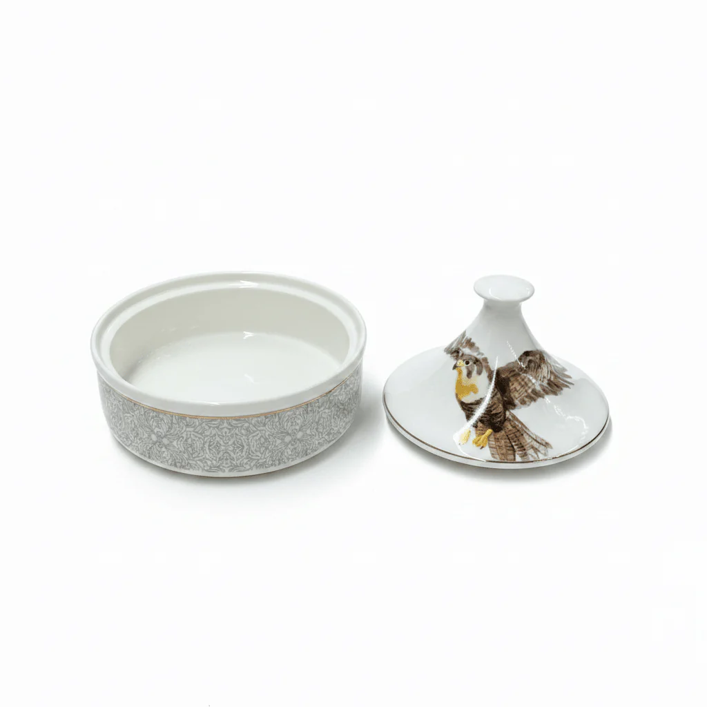 Luhpar Artisan Ceramic Sugar Pot Serving Dish with Bird Design and Lid for Home and Hospitality Use – 15×15 cm - Image 2
