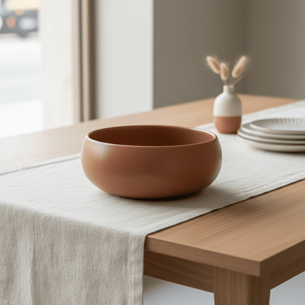 Luhpar Brown Solid Matt Ceramic Serving Bowl – 16.6 cm / 1000 ml - Image 2