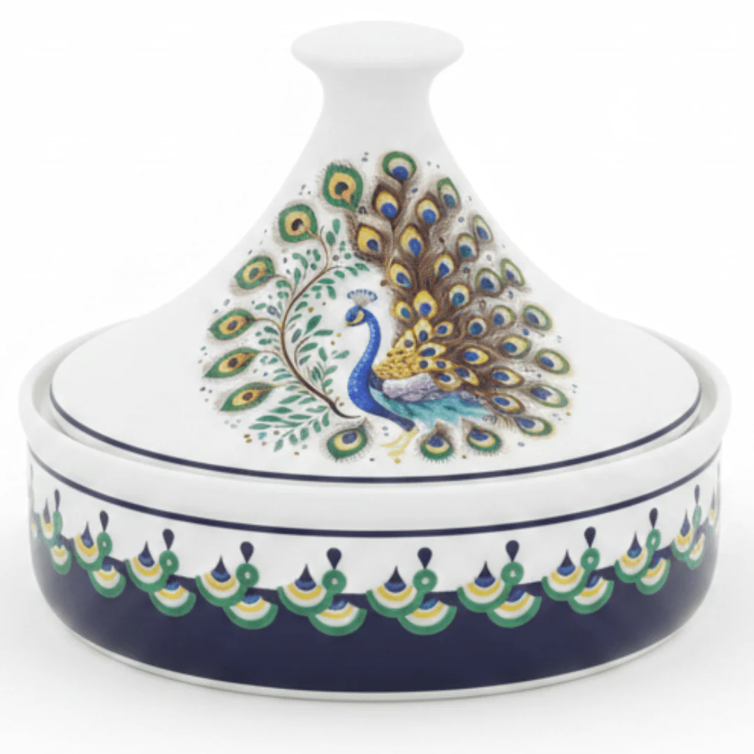 Luhpar Decorative Ceramic Sugar Pot with Peacock Artwork and Lid for Stylish Food Presentation – 15×15 cm