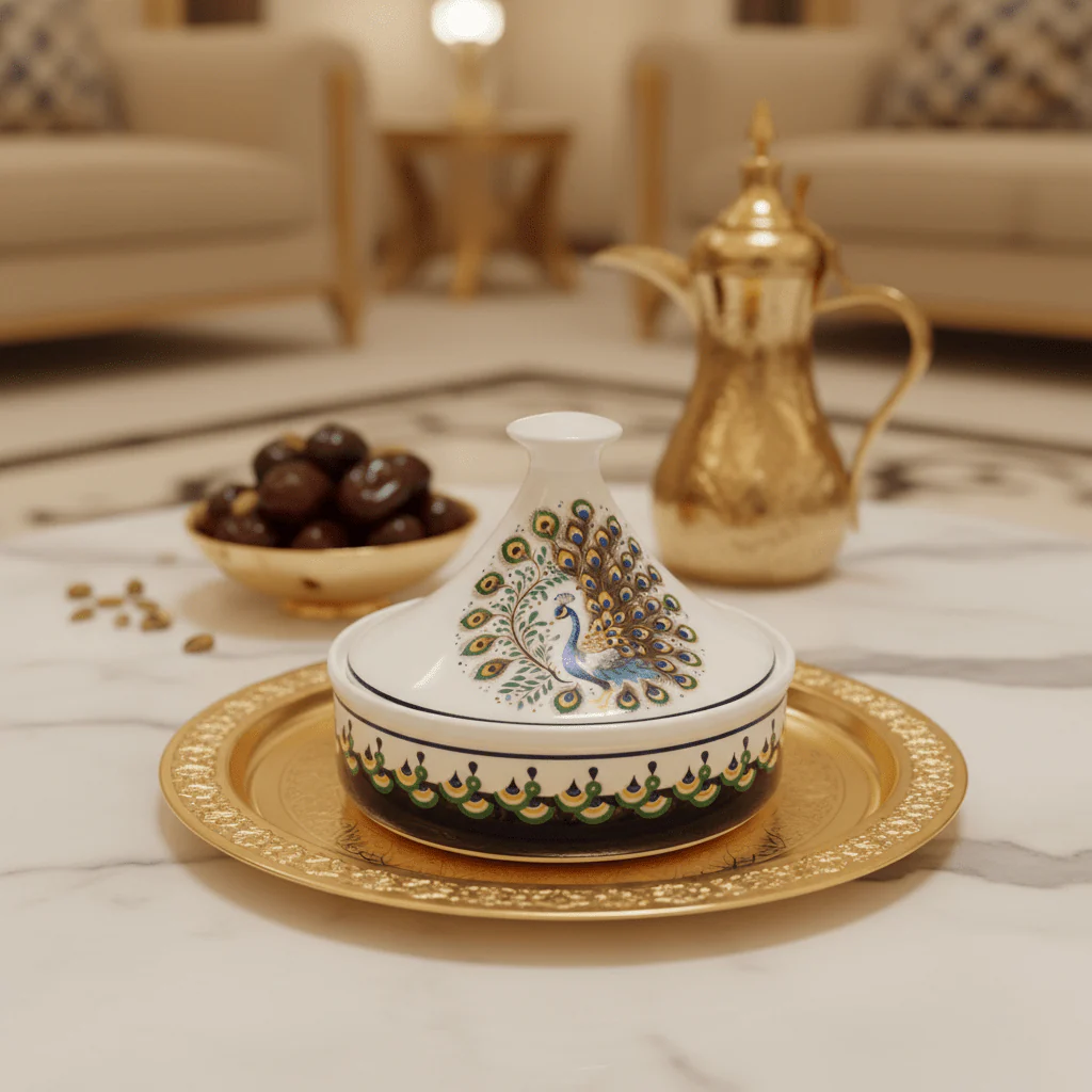 Luhpar Decorative Ceramic Sugar Pot with Peacock Artwork and Lid for Stylish Food Presentation – 15×15 cm - Image 3