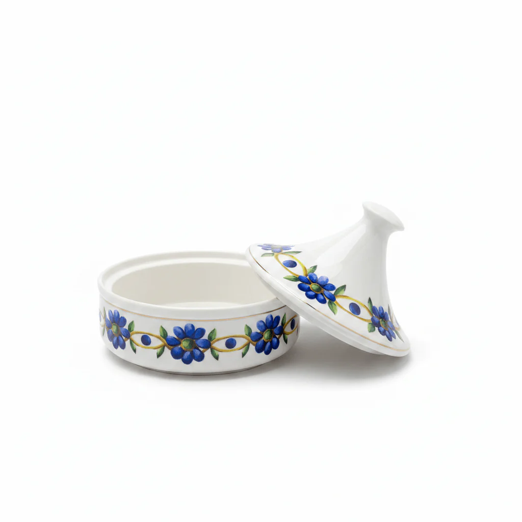 Luhpar White Designer Ceramic Sugar Pot with Elegant Floral Lid for Decorative and Functional Serving – 15×15 cm - Image 2