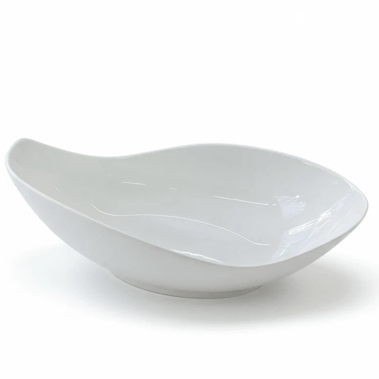 Luhpar Large White Porcelain Leaf Design Serving Bowl – Elegant Decorative Bowl for Salads, Snacks, Fruits & Party Serving – 16 Inch